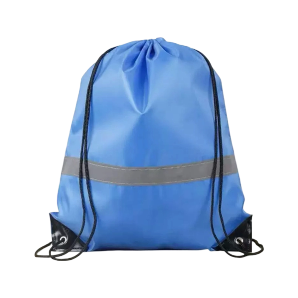 Reflective Polyester Drawstring Backpack with PU Leather