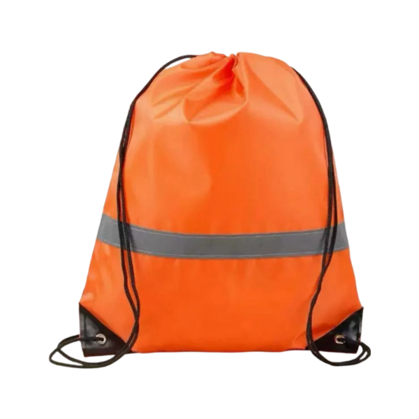 Reflective Polyester Drawstring Backpack with PU Leather