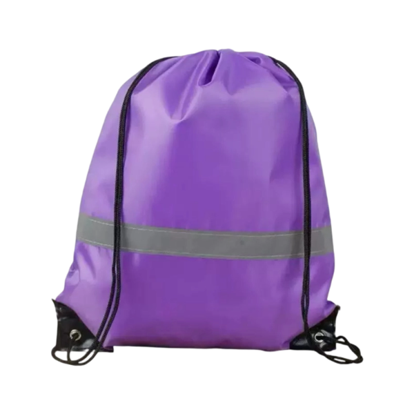 Reflective Polyester Drawstring Backpack with PU Leather
