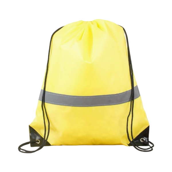 Reflective Polyester Drawstring Backpack with PU Leather