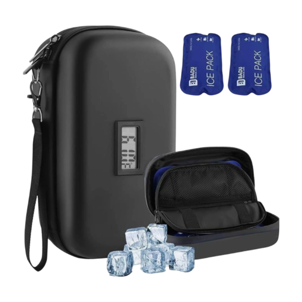 Portable Diabetic Cooler Bag with Ice Pack and Temp Display