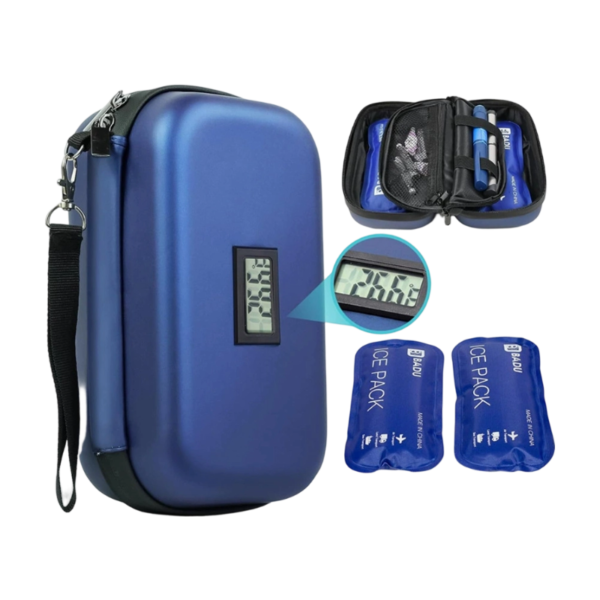 Portable Diabetic Cooler Bag with Ice Pack and Temp Display
