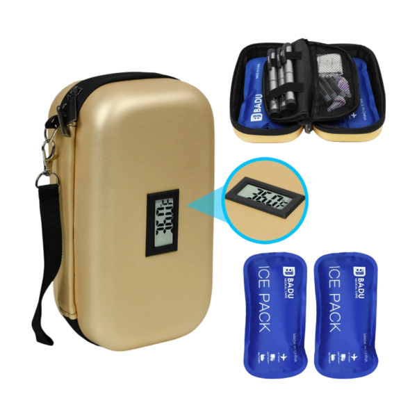 Portable Diabetic Cooler Bag with Ice Pack and Temp Display