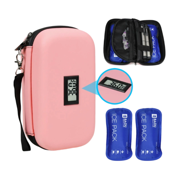 Portable Diabetic Cooler Bag with Ice Pack and Temp Display