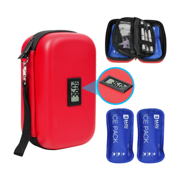 Portable Diabetic Cooler Bag with Ice Pack and Temp Display