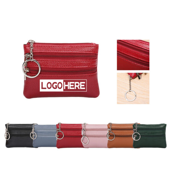 SPL189 Mini Coin Purse With Three Zipper Pockets