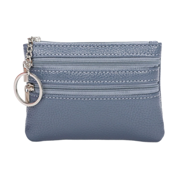Mini Coin Purse With Three Zipper Pockets