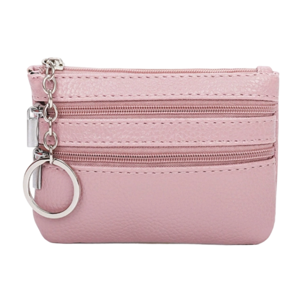 Mini Coin Purse With Three Zipper Pockets