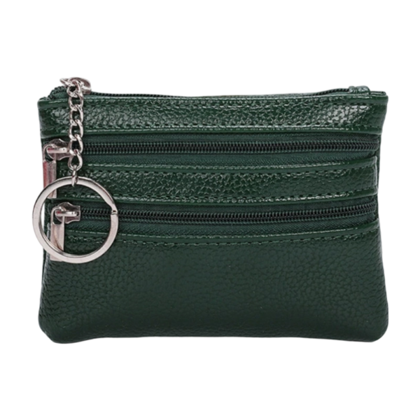Mini Coin Purse With Three Zipper Pockets