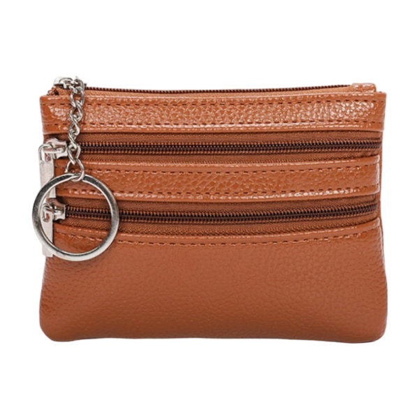 Mini Coin Purse With Three Zipper Pockets