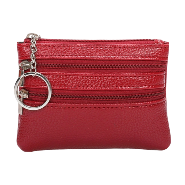 Mini Coin Purse With Three Zipper Pockets