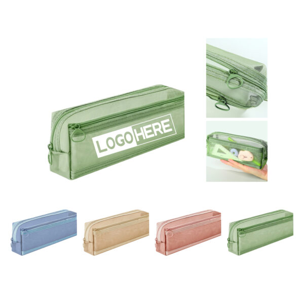 SPL190 Clear Mesh Pen Bag With Layered Storage