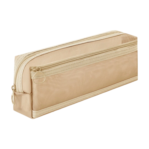 Clear Mesh Pen Bag With Layered Storage