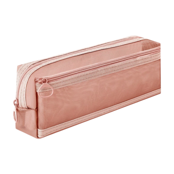 Clear Mesh Pen Bag With Layered Storage