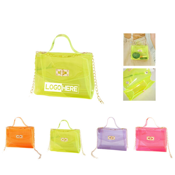 SPL206 Clear PVC Jelly Crossbody Shoulder Clutch Bag