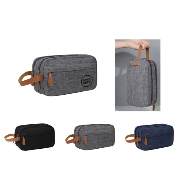 SPL56 Heathered Polyester Travel Toiletry Organizer Bag
