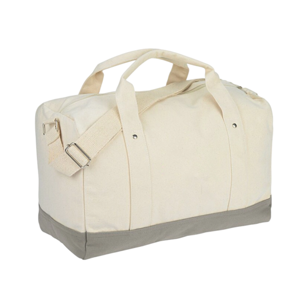 Color-Blocked Canvas Duffel with Shoulder Strap