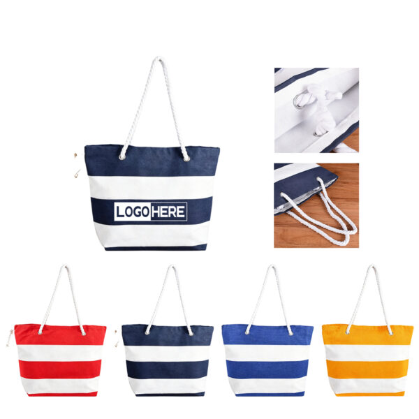 SPL80 Extra-Large Canvas Beach Tote with Rope Handles