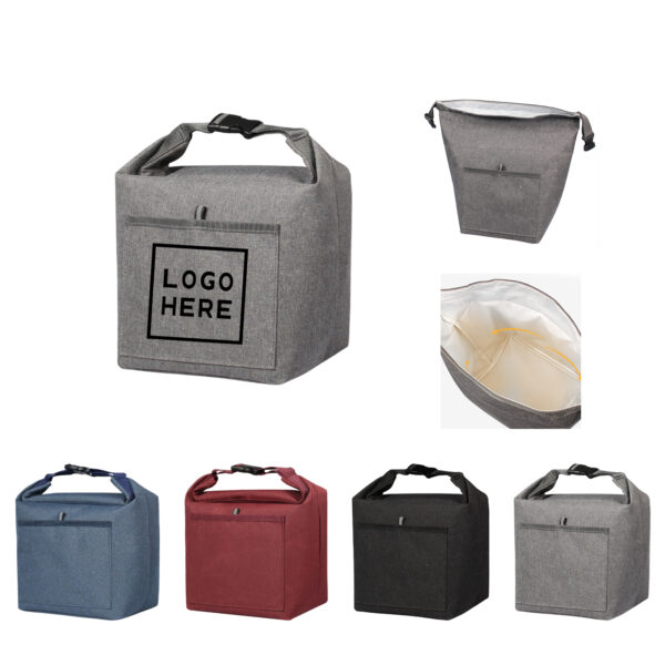 SPL88 Heathered Polyester Insulated Lunch Tote with Roll-Top