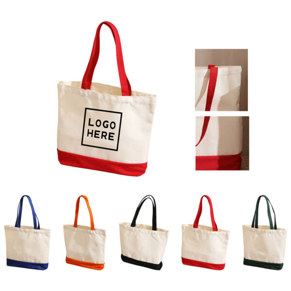 SPL92 Heavy Duty Cotton Canvas Two Tone Tote with Zipper