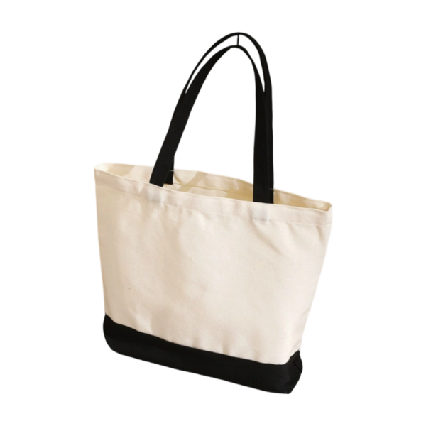 Heavy Duty Cotton Canvas Two Tone Tote with Zipper