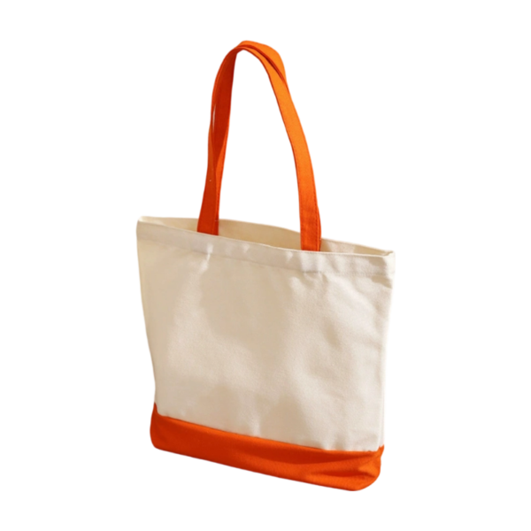 Heavy Duty Cotton Canvas Two Tone Tote with Zipper
