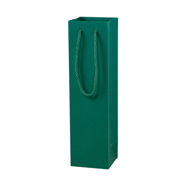 Single Bottle Kraft Paper Wine Carrier with Rope Handles