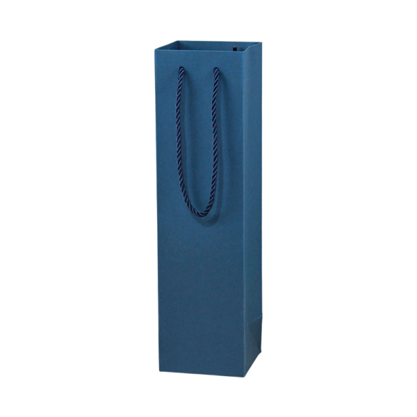 Single Bottle Kraft Paper Wine Carrier with Rope Handles