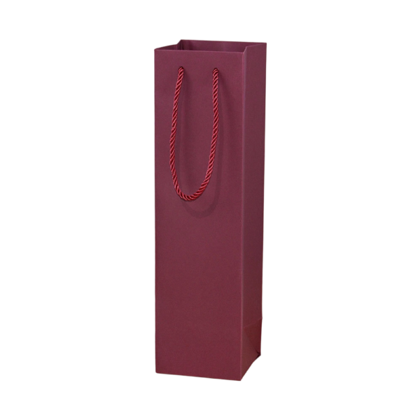 Single Bottle Kraft Paper Wine Carrier with Rope Handles