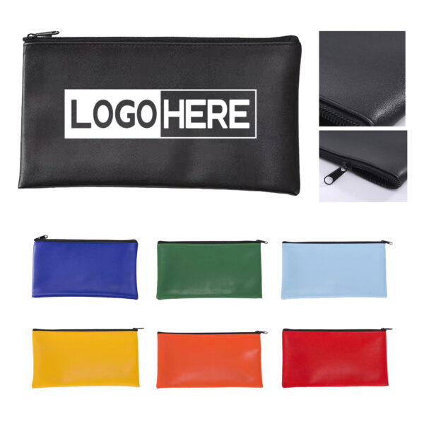 Faux Leather Bank Deposit and Cash Organizer Pouch