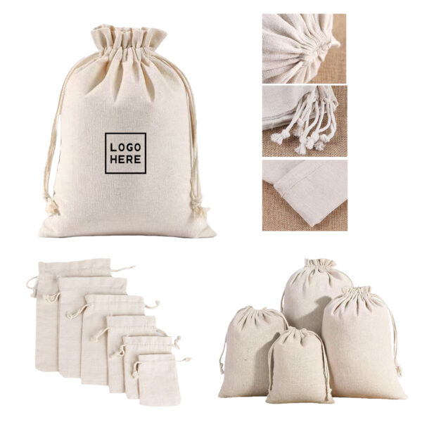 Natural Cotton Drawstring Pouch for Jewelry and Gifts