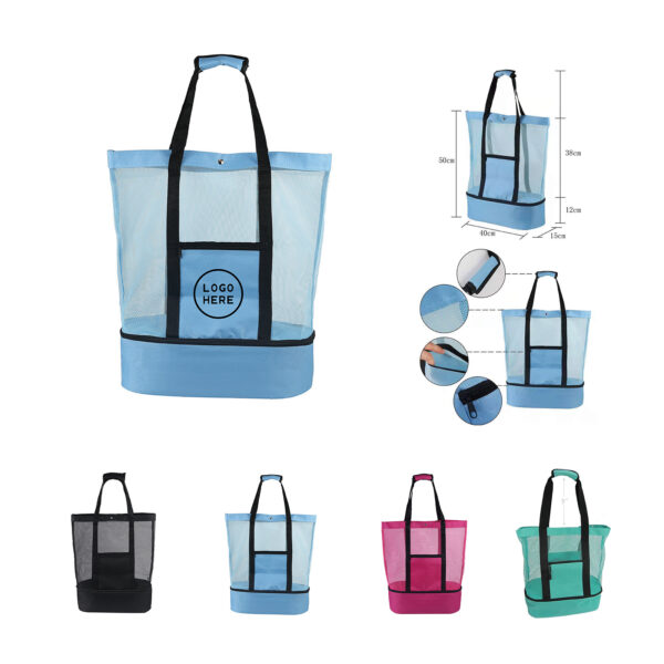 SPL310 2-in-1 Mesh Beach Tote with Insulated Cooler Compartment