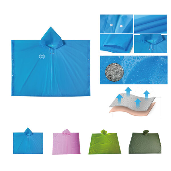 SPL314 Kids' Adjustable Rain Poncho with Snap Sides and Hood