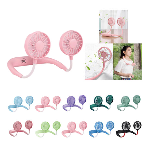 SPL319 Hands-Free Wearable Neck Fan with 7-Blade Dual Head