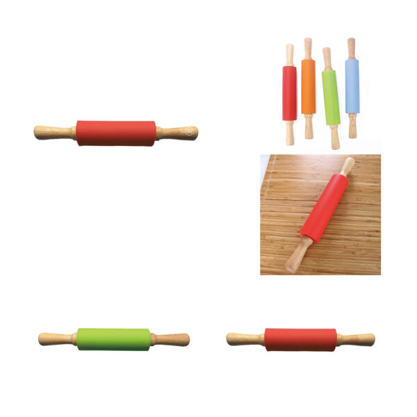 SPL332 9-Inch Silicone Rolling Pin with Wooden Handles
