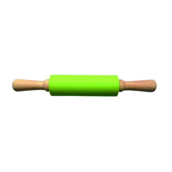 9-Inch Silicone Rolling Pin with Wooden Handles