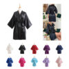 Women's Knee-Length Faux Silk Kimono Robe with Sash
