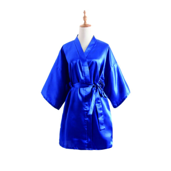Women's Knee-Length Faux Silk Kimono Robe with Sash