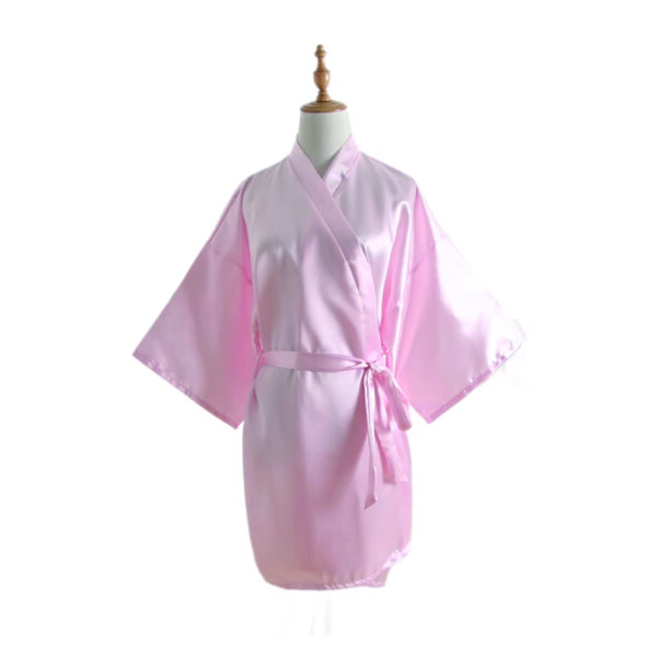 Women's Knee-Length Faux Silk Kimono Robe with Sash