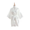 Women's Knee-Length Faux Silk Kimono Robe with Sash