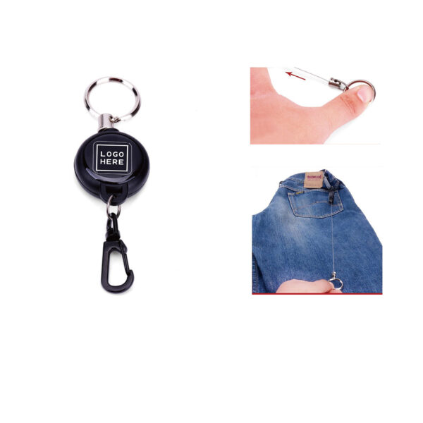 SPL341 Retractable Keychain with Steel Wire Rope and Clip