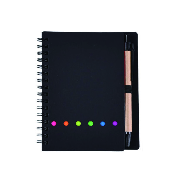 Compact Spiral Notebook with Sticky Notes and Pen Holder