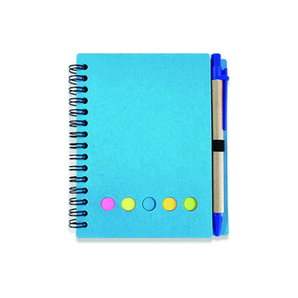Compact Spiral Notebook with Sticky Notes and Pen Holder