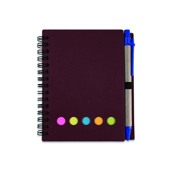 Compact Spiral Notebook with Sticky Notes and Pen Holder