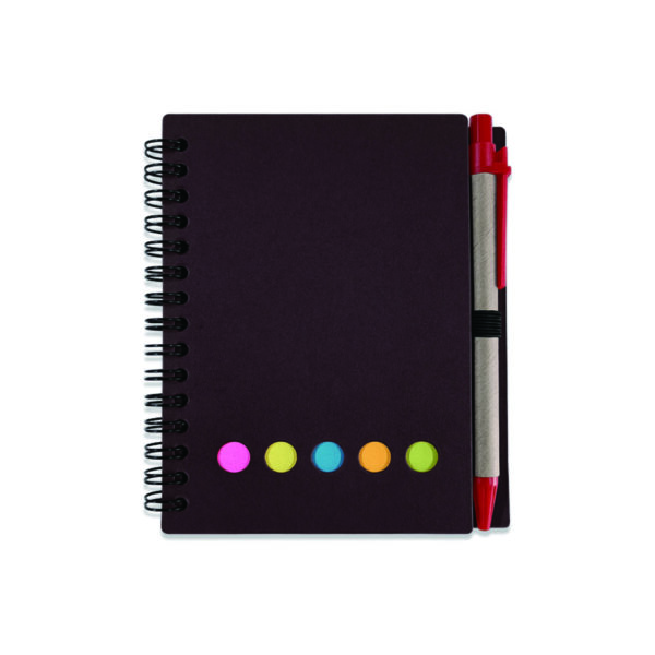 Compact Spiral Notebook with Sticky Notes and Pen Holder
