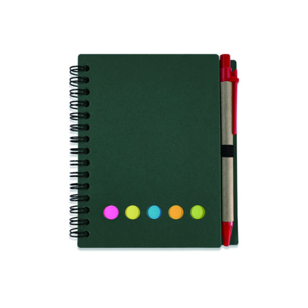 Compact Spiral Notebook with Sticky Notes and Pen Holder