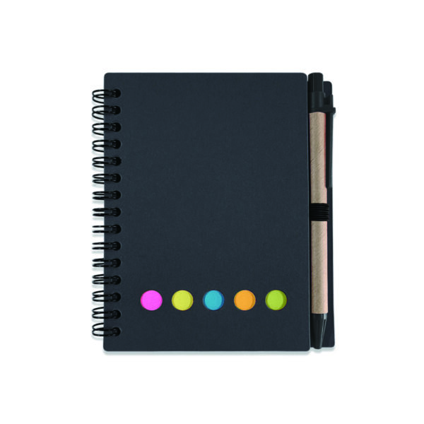 Compact Spiral Notebook with Sticky Notes and Pen Holder