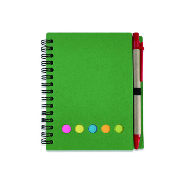 Compact Spiral Notebook with Sticky Notes and Pen Holder