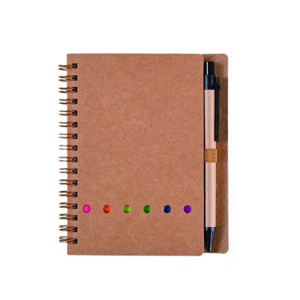 Compact Spiral Notebook with Sticky Notes and Pen Holder