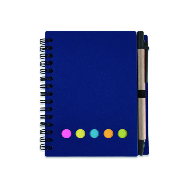 Compact Spiral Notebook with Sticky Notes and Pen Holder